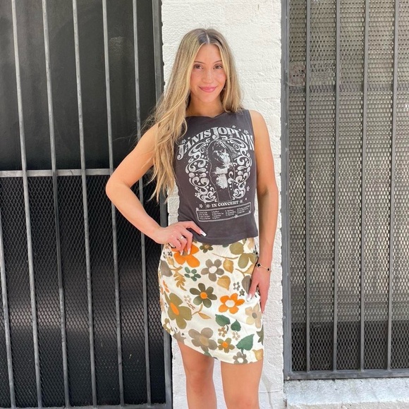 vintage y2k express floral mini skirt with pockets sz xs / made in USA - Picture 1 of 6